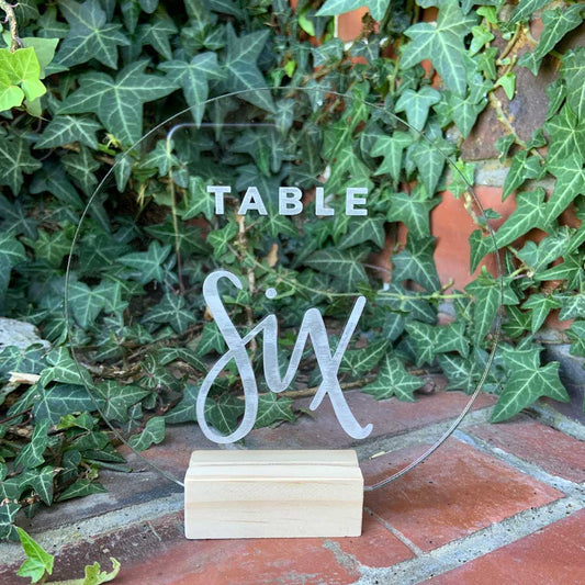 Wedding Table Signs with Wooden Base