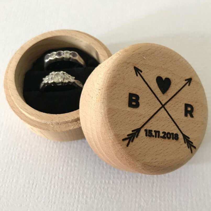 Initial Arrow Wedding Ring Box