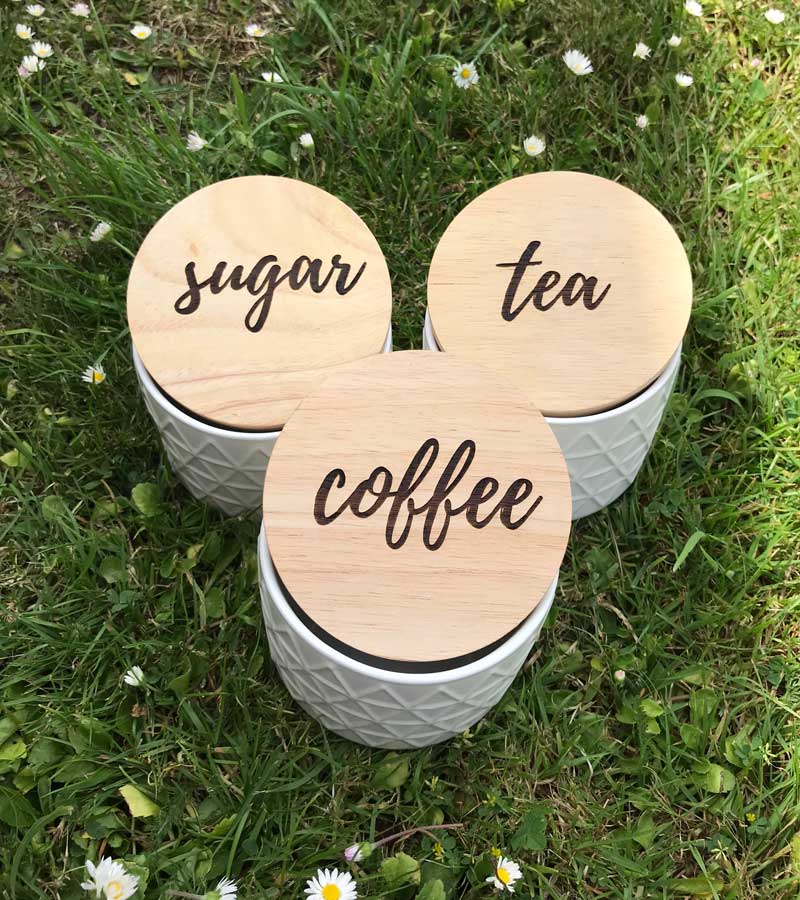Script Coffee Tea Sugar Jars