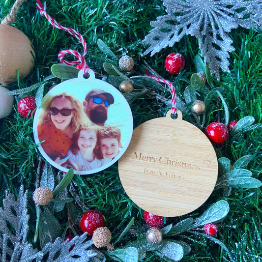 Deluxe Layered Round Photo Bauble